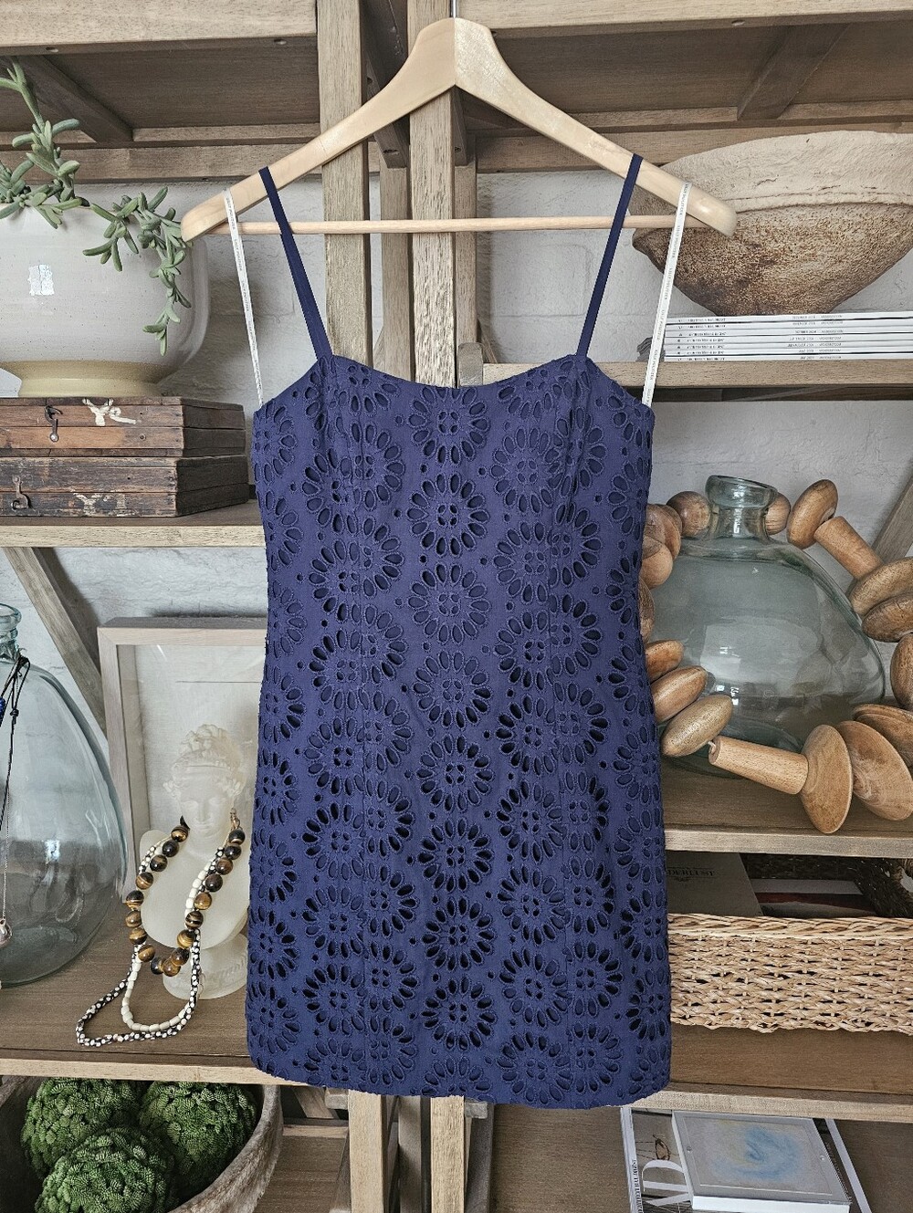 Lilly Pulitzer Shelli Cotton Eyelet Mini Dress Navy Sz 00 NWOT